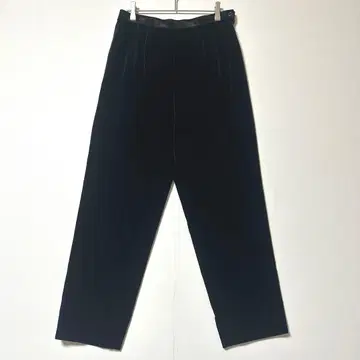 코듀로이 테이퍼드 팬츠 블랙 슬림 레그 허리 버튼 Y