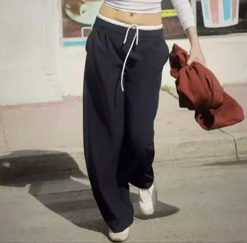 ZARA 와이드 레그 팬츠 더블 허리 밴딩 XS