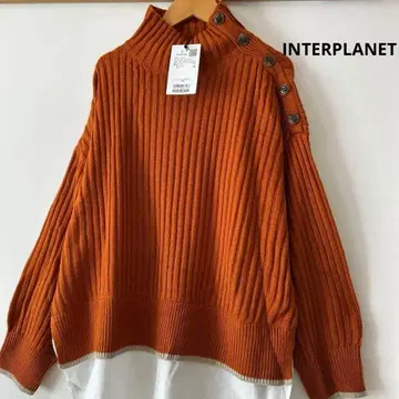 [ 새상품 ] INTERPLANET 하이넥 리브 니트 풀오버 긴팔