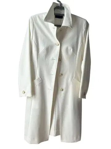 거의 미사용품 MELS 화이트 롱 코트 여성용 M 사이즈(9AR)