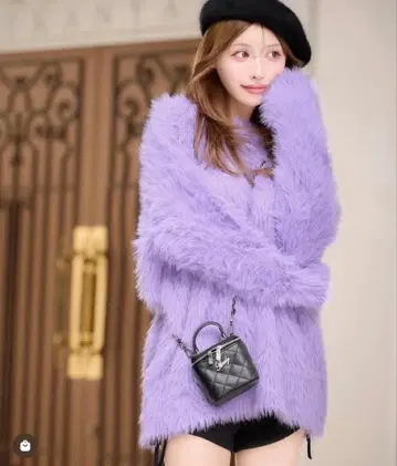 Rady 퍼플 샤기 니트 원피스