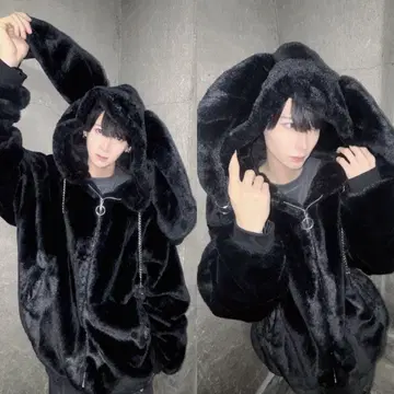 THICC PSYNYXX 토끼 귀 후드 퍼 블루종 새상품급