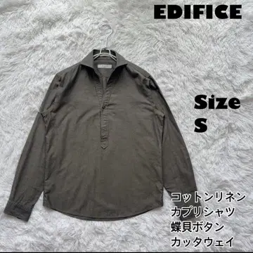 EDIFICE 카프리 셔츠 컷어웨이 나비 버튼 코튼 린넨