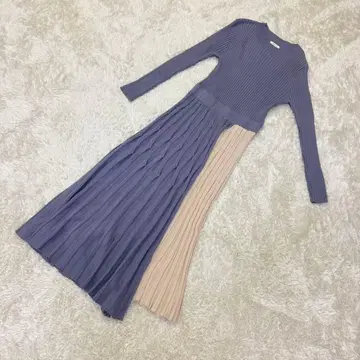 [ FRAY I.D ] F 여성용 플리츠 절개 니트 원피스