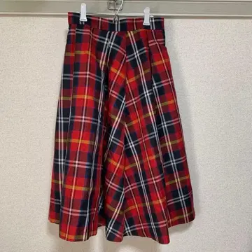 밀크 페도 체크 스커트 빨간색