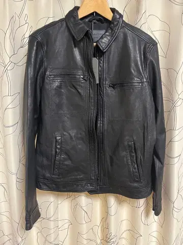 블랙 가죽 싱글 라이더 자켓