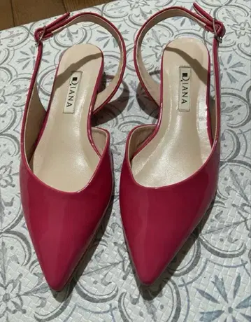 핑크 스틸레토 슬링백 플랫슈즈