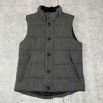TAKEO KIKUCHI 가죽 절개 울 다운 베스트 타케오 키쿠치