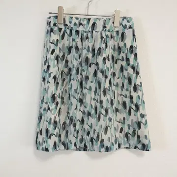 ROPE 플레어 스커트 S 블루 올 패턴 무릎 기장 페미닌 사이드 지퍼
