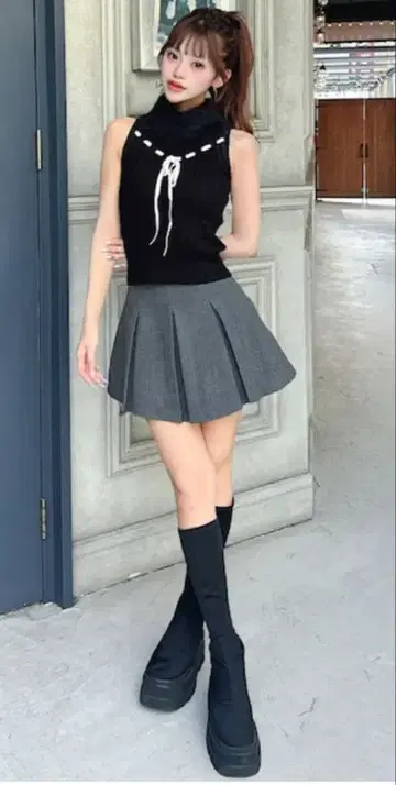 울트라 스트레치 플랫 부츠 M 사이즈 블랙.