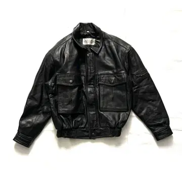 90s 라무 가죽 자켓 숏기장 블루종 VTG 플라이트 봄버