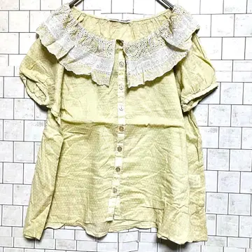 내추럴 꾸뛰르 프릴 옷깃 블라우스 라이트 그린 심플 인기 디자인