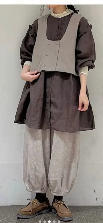 사만사 모스모스 [리사이클 코튼] 헤링본 기모 벌룬 팬츠