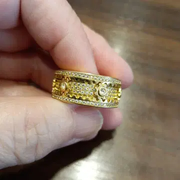 골드 기어 장식 반지