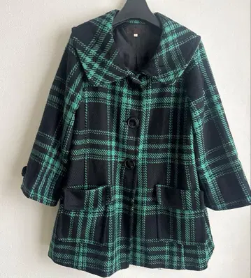 체크 무늬 아우터 코트 자켓 그린 블랙 온워드 카시야마 사이즈 2