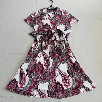 ETRO 에트로 실크 혼방 원피스 페이즐리 무늬 빅 사이즈 46 3XL