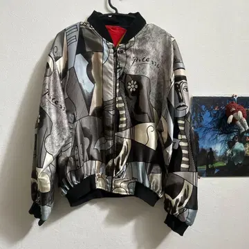 피카소풍 아트 봄버 자켓