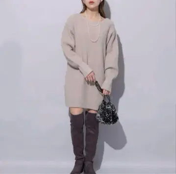 Arpege Story 아르페쥬 스토리 라메 니트 미니 원피스