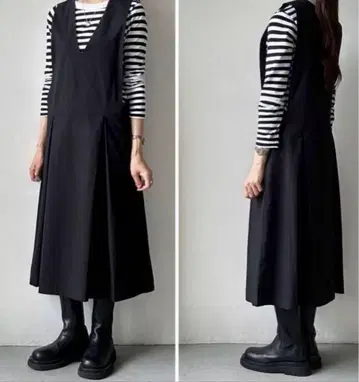 새상품급 cion 에이프런 원피스 블랙