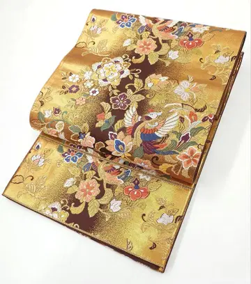 FN12047k 기모노 순수 실크 후쿠로 오비 육통 패턴 미재단