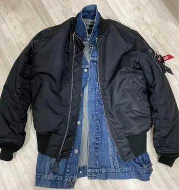 소프넷 마인 데님 알파 콜라보 MA-1 블루종