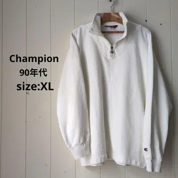 90년대 챔피온 오센틱 하프 지퍼 맨투맨 화이트 XL