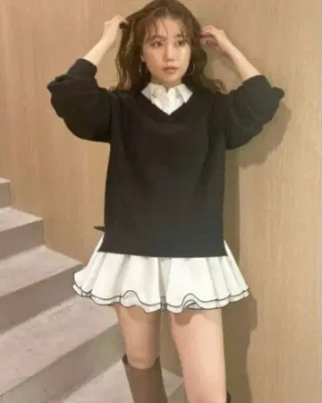 완판템 릴리 브라운 셔츠 도킹 프릴 미니 원피스