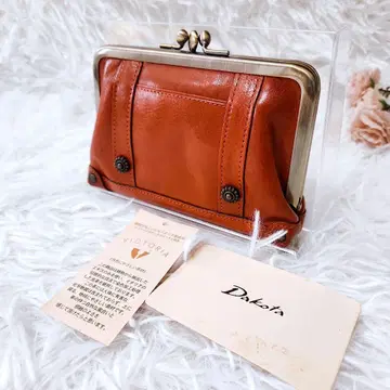 DAKOTA 다코타 오렌지 가죽 가마구치 지갑 리드 클래식 2 카멜