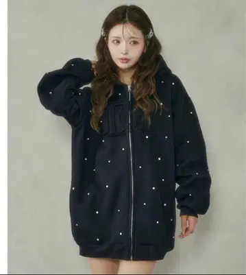 다리치 DD 로고 비쥬 지퍼 후드티 블랙