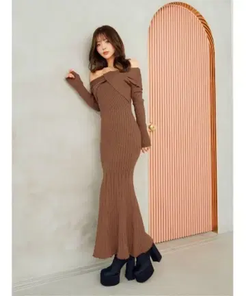 트위스트 머메이드 롱 원피스 Darich 브라운 새상품 FS