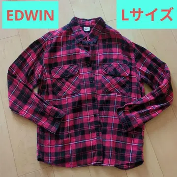 EDWIN 빨검 체크 플란넬 셔츠 L 사이즈