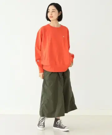 BEAMS BOY x Champion 리버스 위브 맨투맨 오렌지