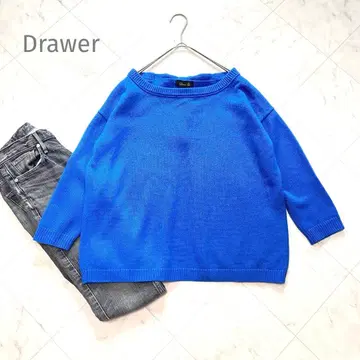 새상품급 Drawer 드로어 블루 백 슬릿 리본 캐시미어 니트