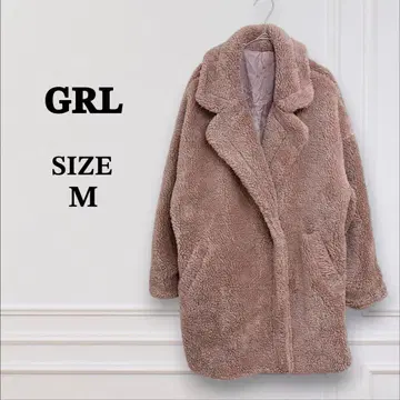 [ GRL 그레일 ] 보아 코트 핑크 베이지 복슬복슬 ( M ) 한국 빅