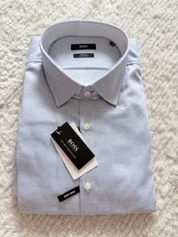 BOSS 라이트 블루 체크 드레스 셔츠