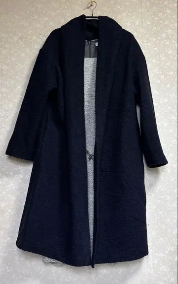 네이비 가운 롱 코트