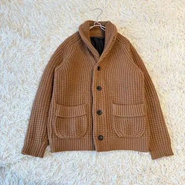 투모로우랜드 로우 게이지 가디건 숄카라 두꺼운 원단 캐시미어 혼방