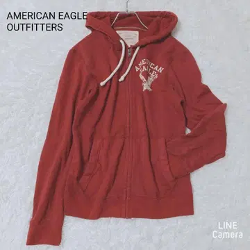 아메리칸 이글 집업 후드티 레드 XS 포켓 후드 면 혼방