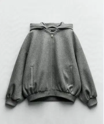 ZARA 후드 부착 오버 사이즈 봄버 자켓 블루종 아우터 그레이