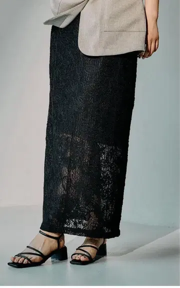 렙심 코드 레이스 스커트 블랙