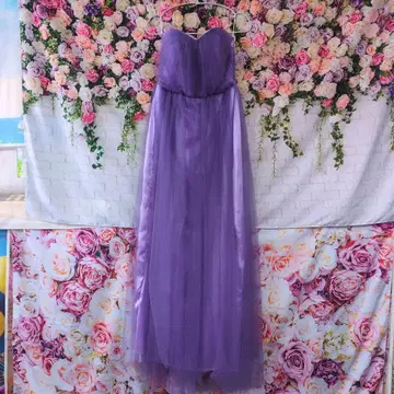 보라색 쉬폰 롱 드레스