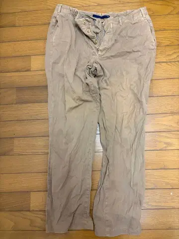 베이지 캐주얼 팬츠 허리 조절 벨트 포함