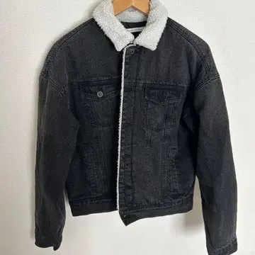 BROWNY STANDARD 보아 옷깃 블랙 데님 자켓 F