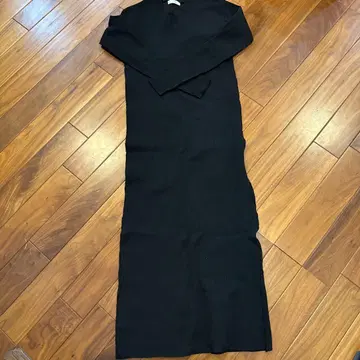 시마무라 리브 니트 블랙 타이트 롱 원피스 L