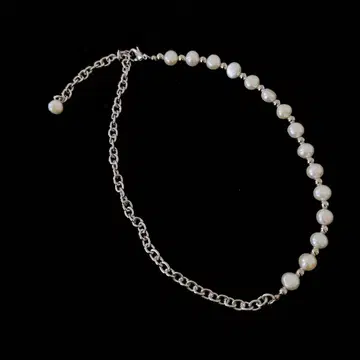 Blanco. 담수 펄 8-9mm 하프 체인 목걸이