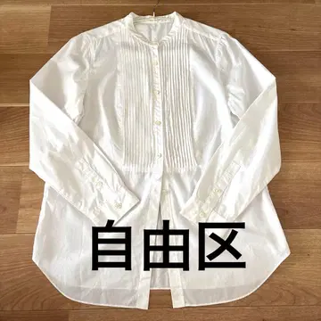 자유구 밴드 카라 핀턱 셔츠