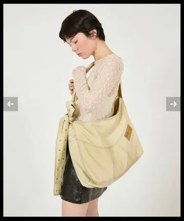 데님 리본 토트백 TINA:JOJUN 크림