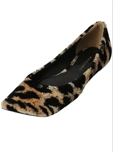 피피 시크 레오파드 무늬 스틸레토 플랫슈즈