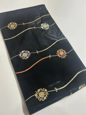 블랙 도서 금 나고야 오비 꽃무늬 스트랩 62