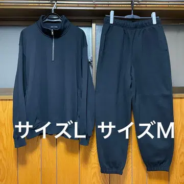 GU 헤비 웨이트 맨투맨 하프 지퍼 풀오버 / 와이드 이지 팬츠